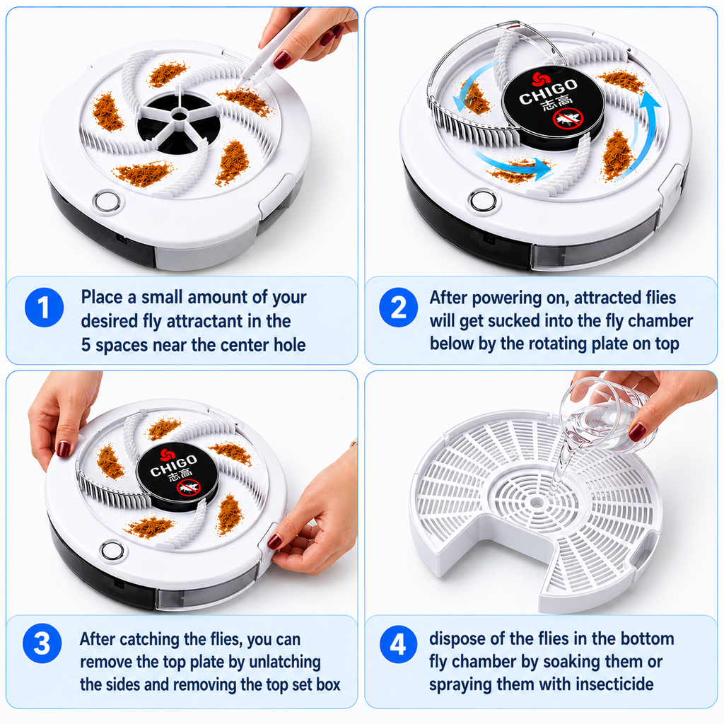 Portable Rechargeable Automatic Electronic Fly Trap