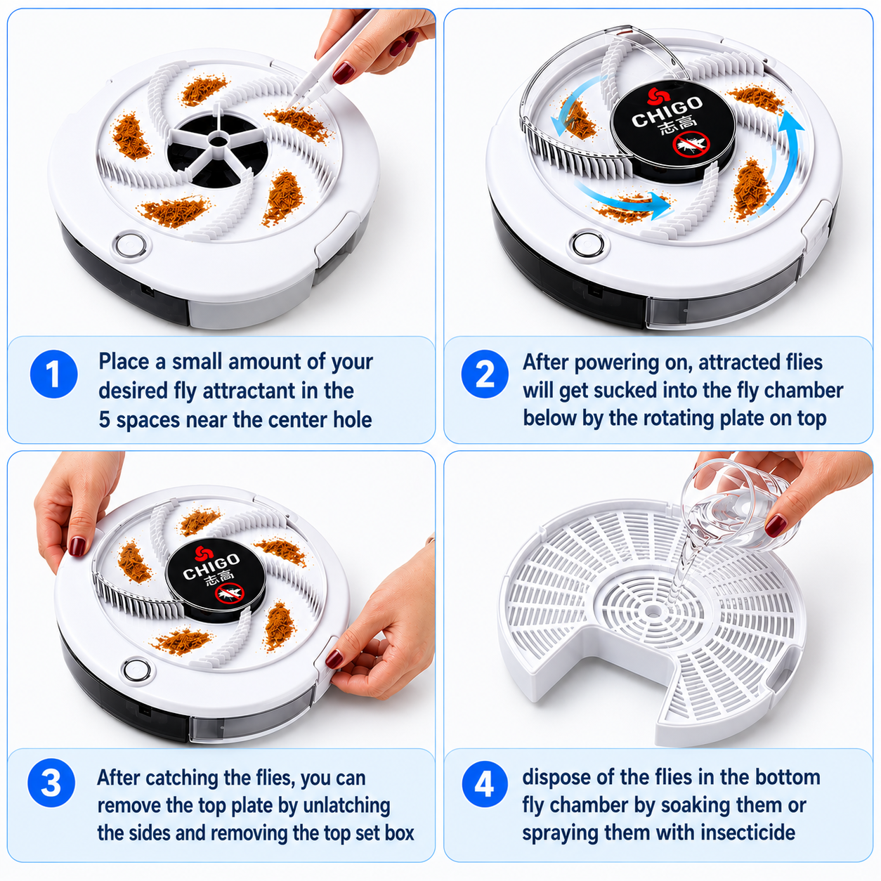 Portable Rechargeable Automatic Electronic Fly Trap