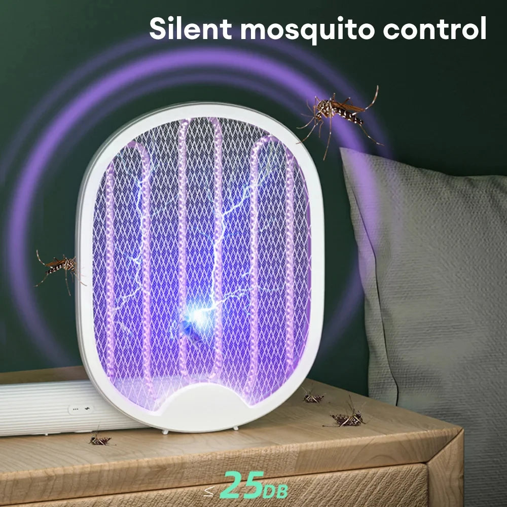 Foldable Electric Mosquito Killer Racket - 3000V Bug Zapper with UV Light- USB Rechargeable