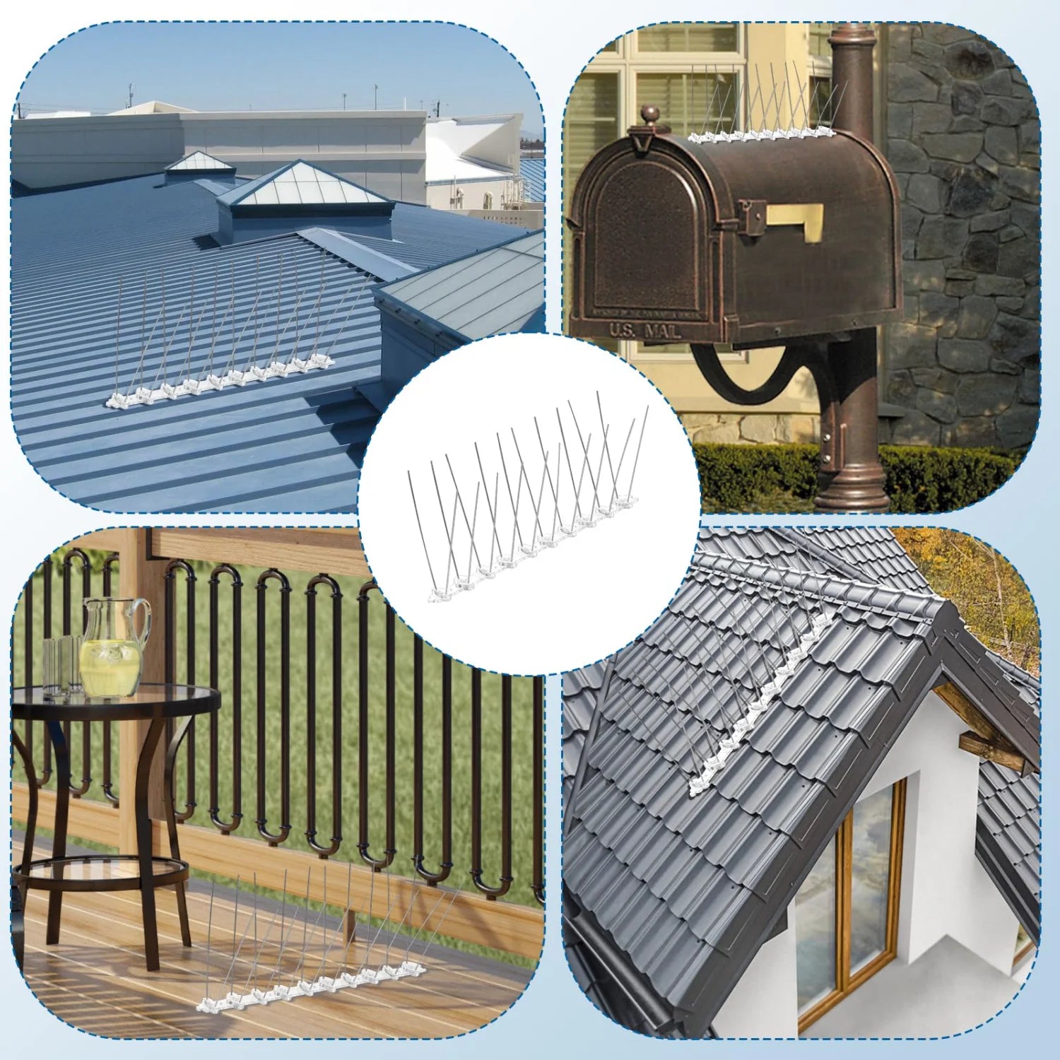 Stainless Steel Spikes - Pest Squirrel Repeller - For Roof, Fence, Balcony, Window, etc.